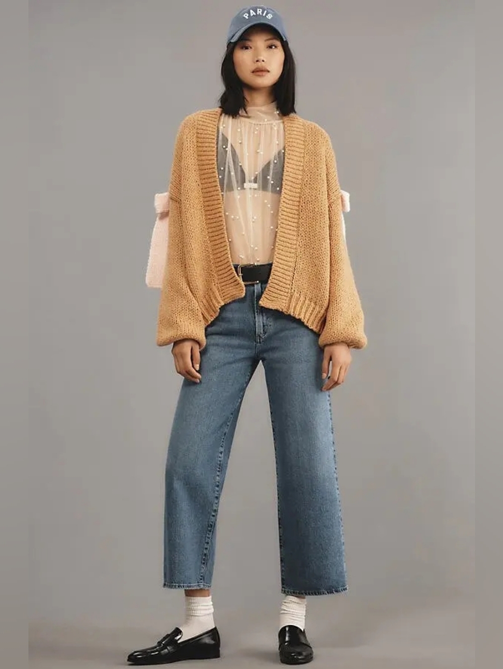 Anthropologie Maeve Chunky Bow Cardigan Sweater